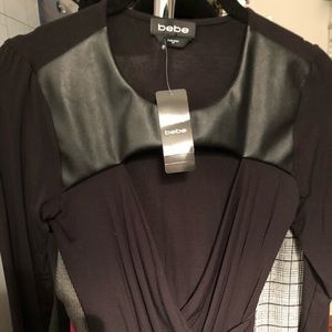Bebe NWT mixed media top